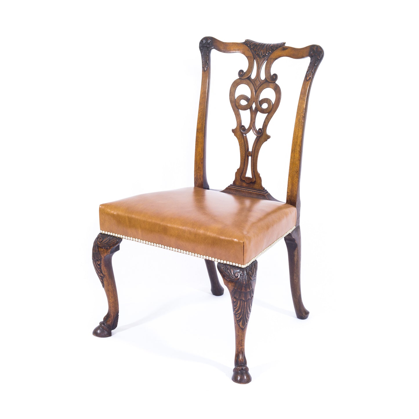 Set of Eight Irish George II Style Walnut Chairs