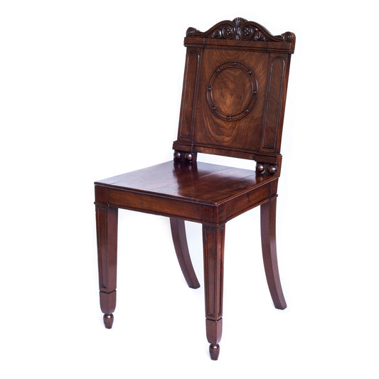 Important George III Mahogany Hall Chair, attributed to Gillows