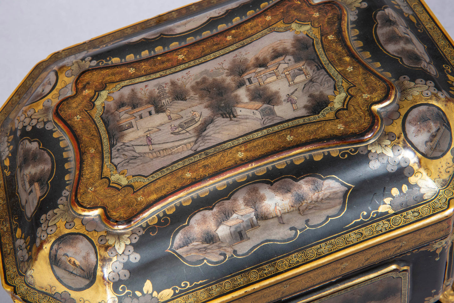 19th Century Chinese Export Lacquer Tea Caddy