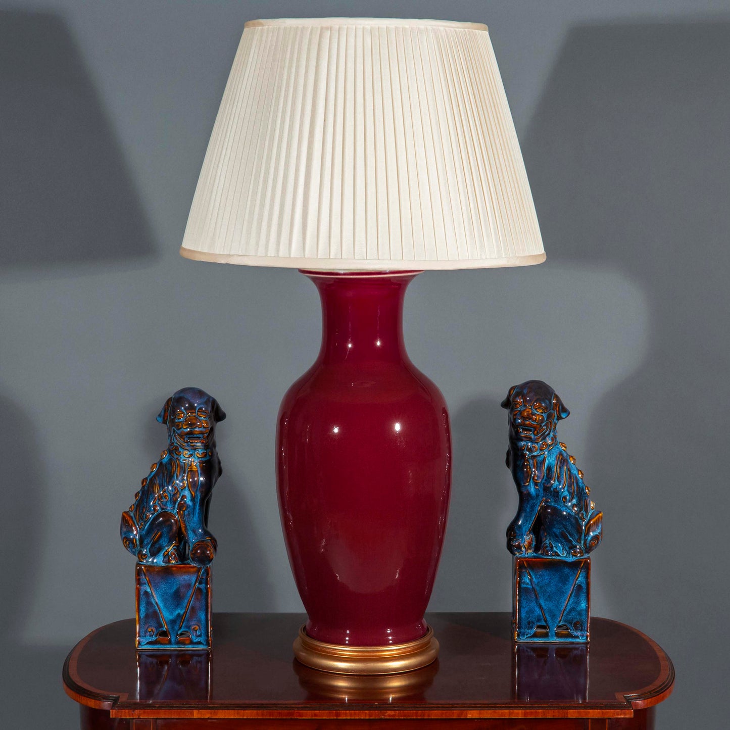 Large Chinese Red Glazed Vase Lamp
