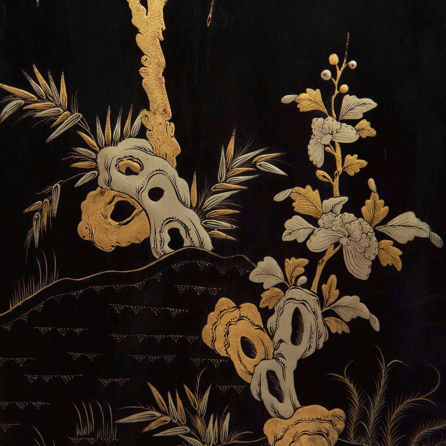 19th Century Chinoiserie Black Lacquer Table Cabinet