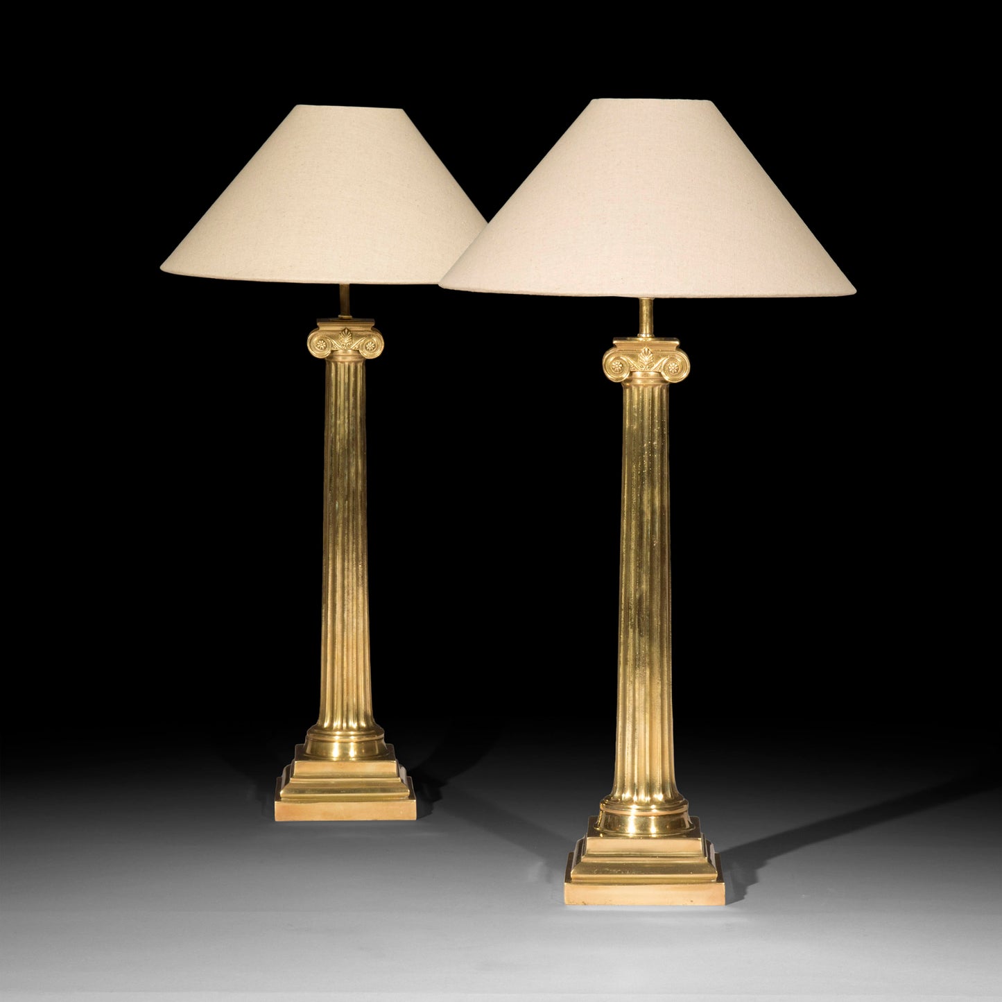 Pair of Ionic Column Table Lamps