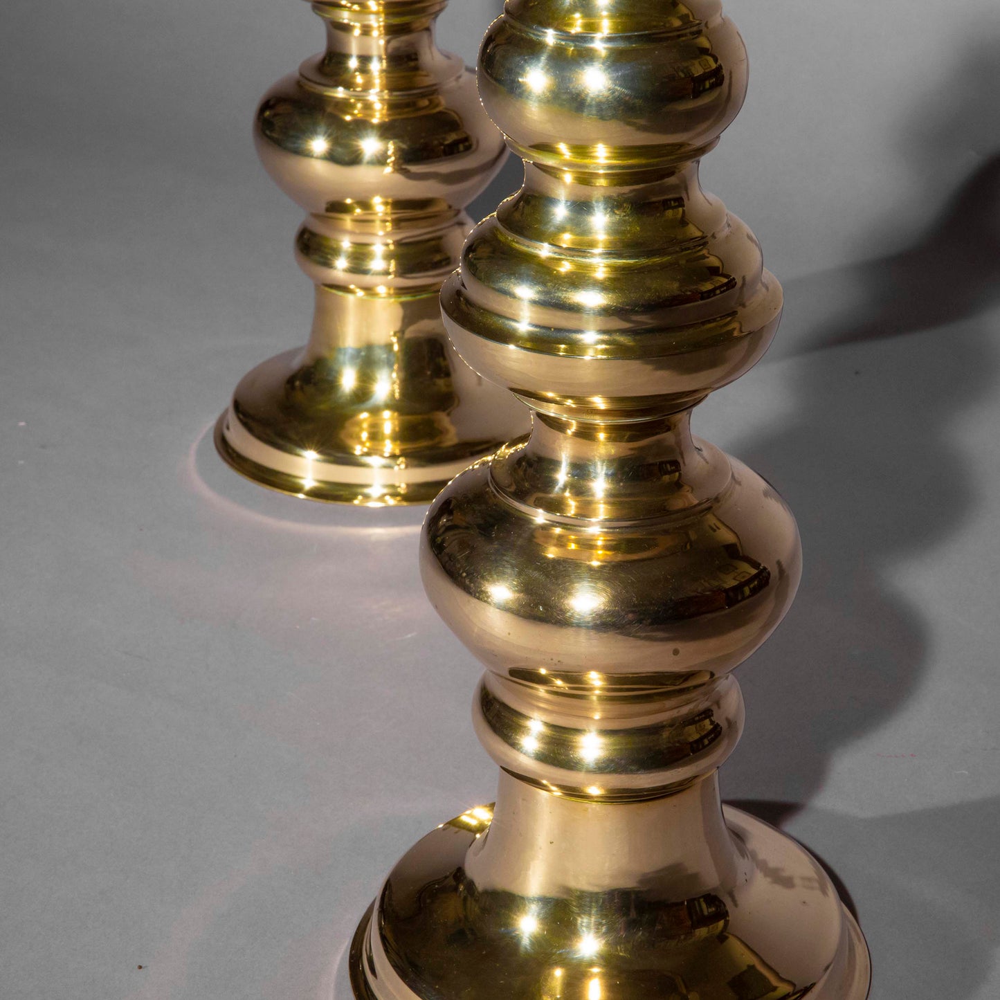 Pair of Large Midcentury Polished Bronze Lamps