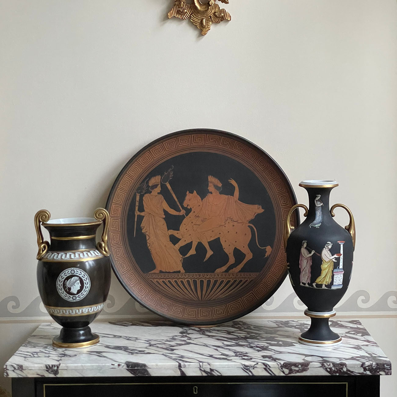Massive Grand Tour Red Figure Pottery Charger