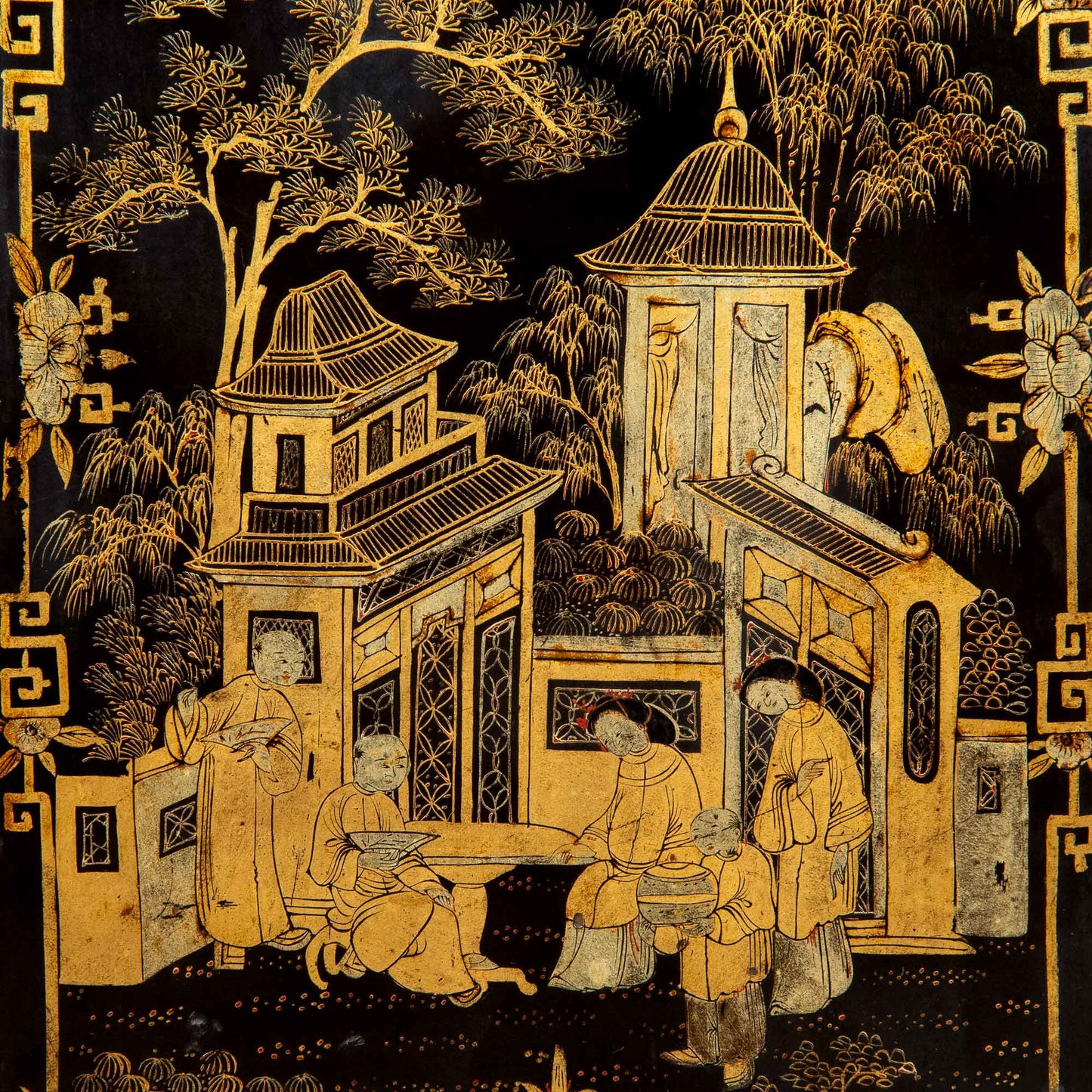 Early 19th Century Chinoiserie Black Lacquer Miniature Cabinet