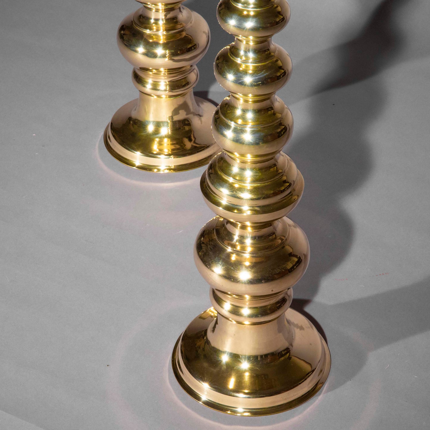 Pair of Large Midcentury Polished Bronze Lamps