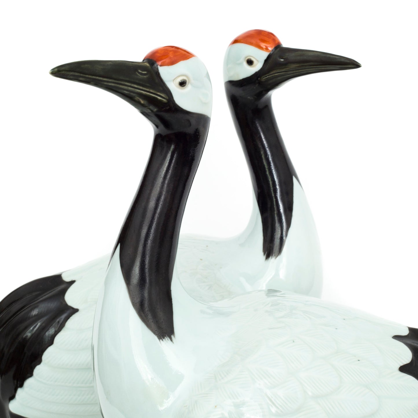 Massive Pair Of Chinese Republican Porcelain Glazed Cranes