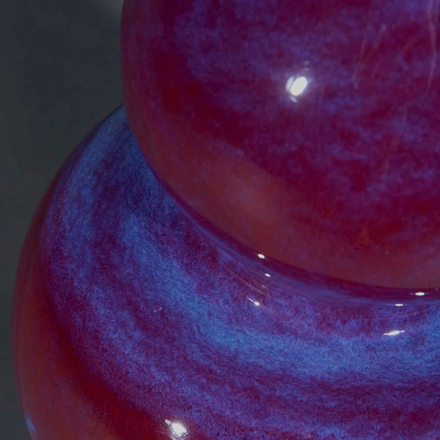 Massive Chinese Flambe Glazed Double Gourd Vase Lamp