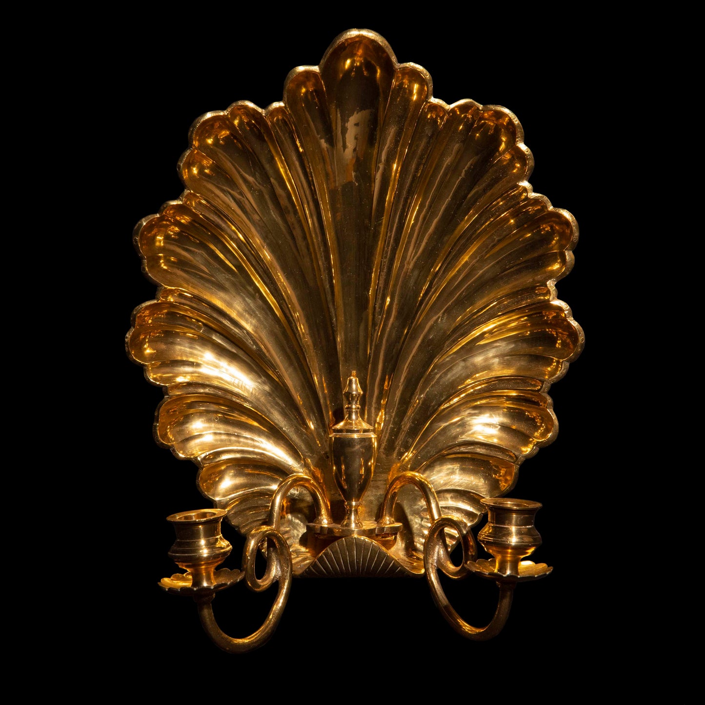 Pair of Scallop Shell Gilt Brass Wall Lights