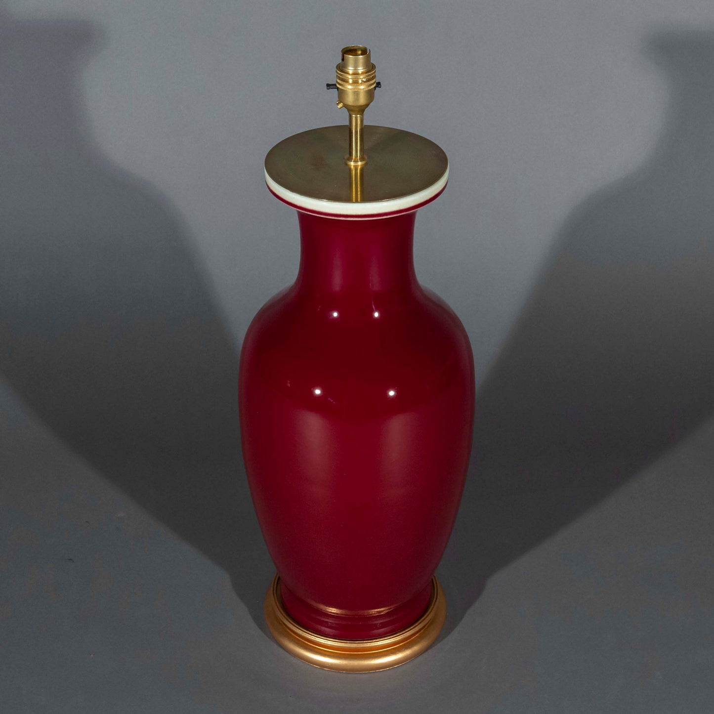 Large Chinese Red Glazed Vase Lamp