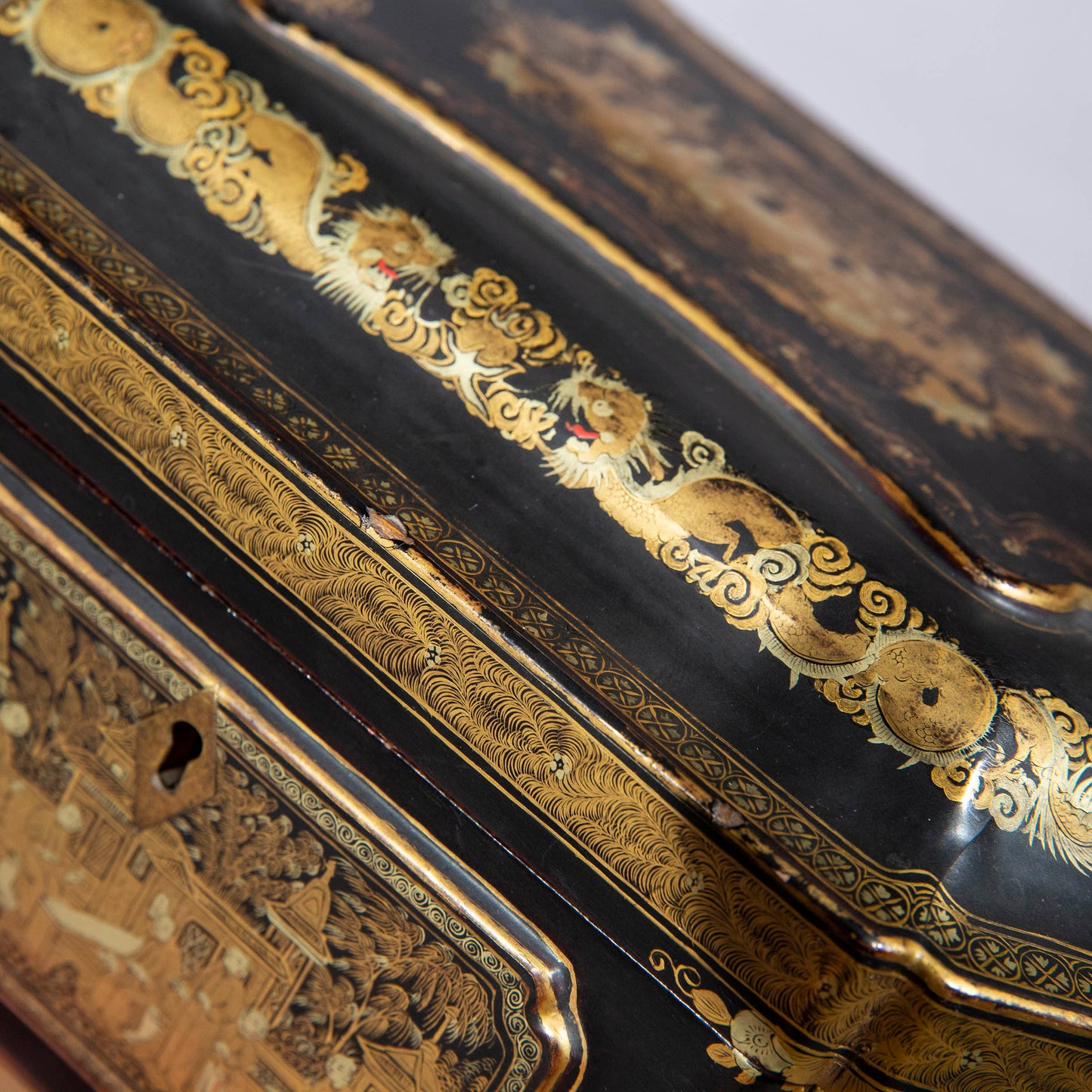19th Century Chinese Export Lacquer Tea Caddy