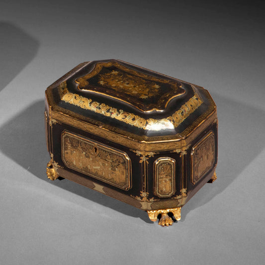 19th Century Chinese Export Lacquer Tea Caddy