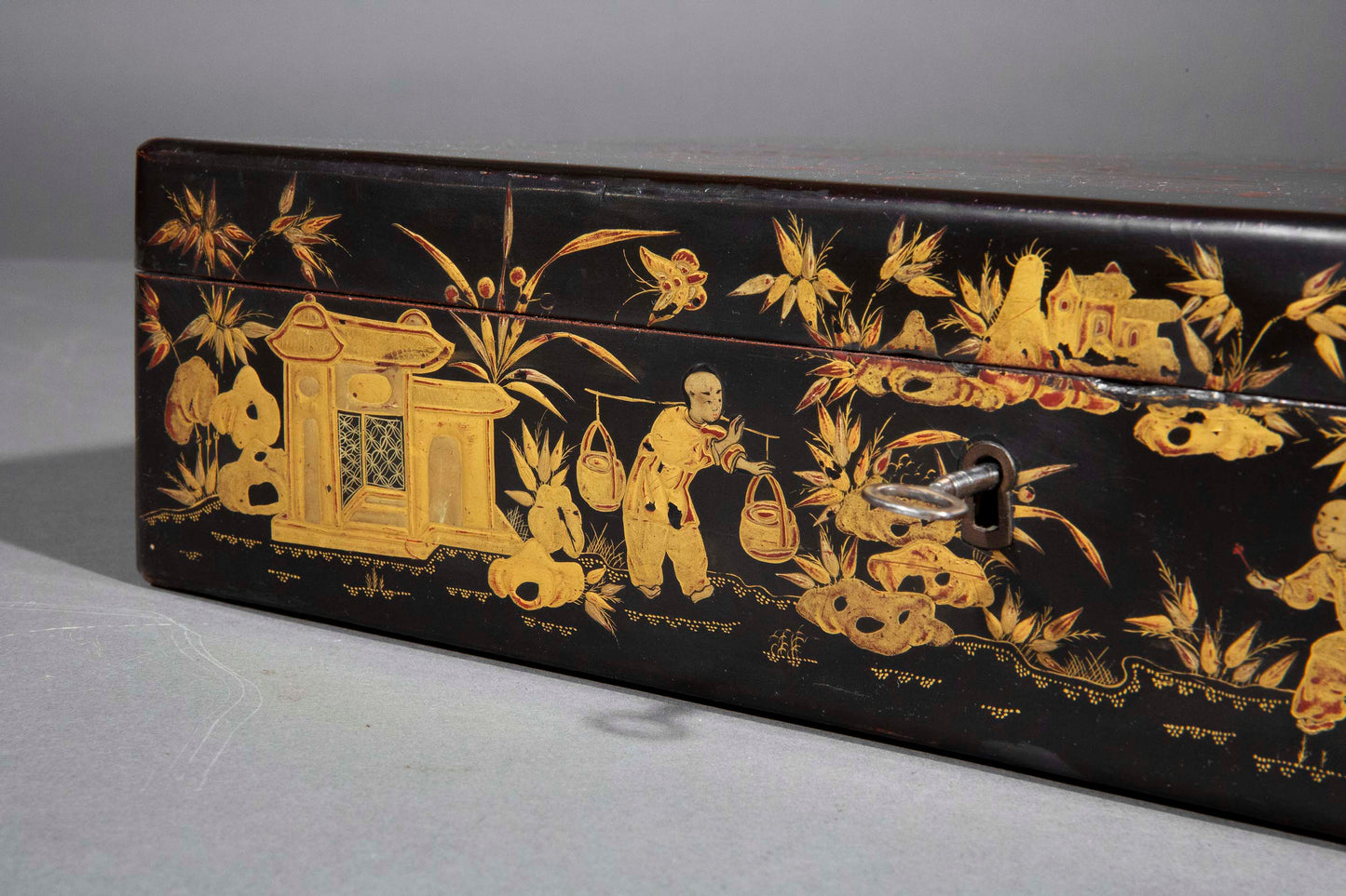 Large 19th Century Chinoiserie Lacquer Box