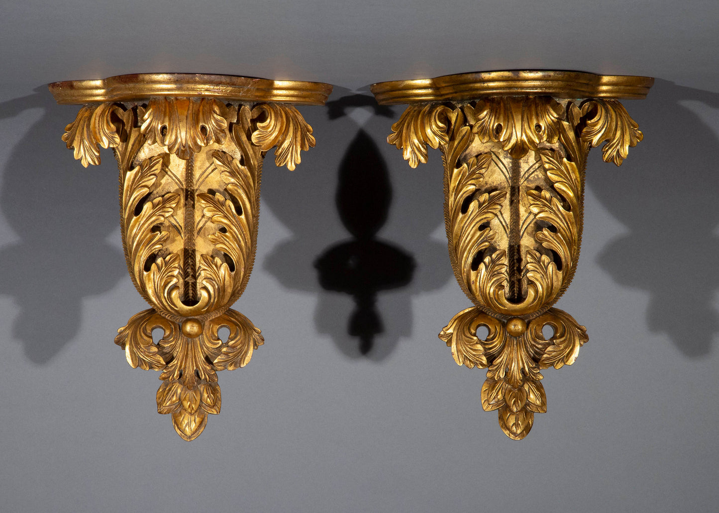 Large Pair of Giltwood Acanthus Wall Brackets