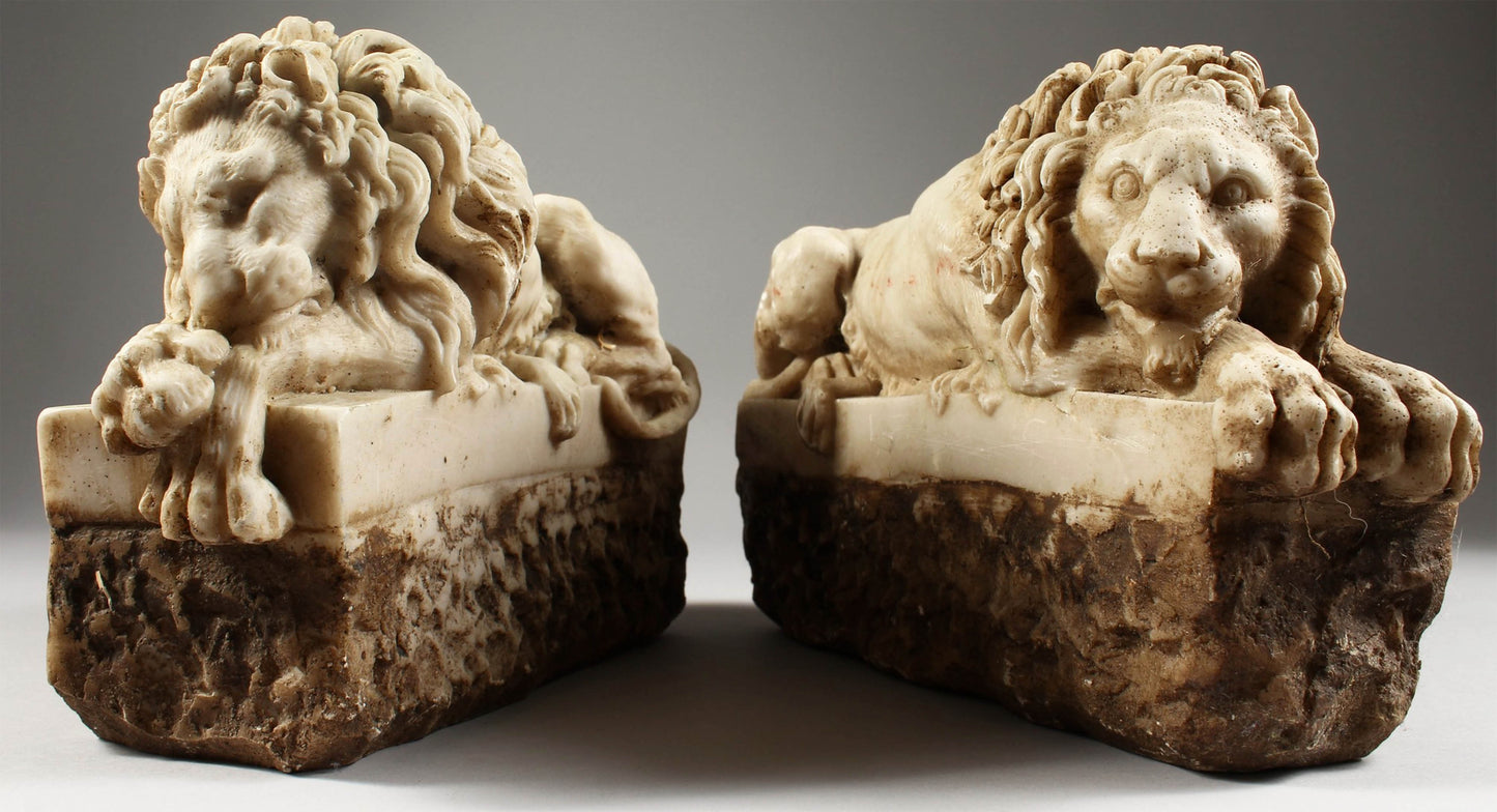 Pair of Canova Lions Sculptures