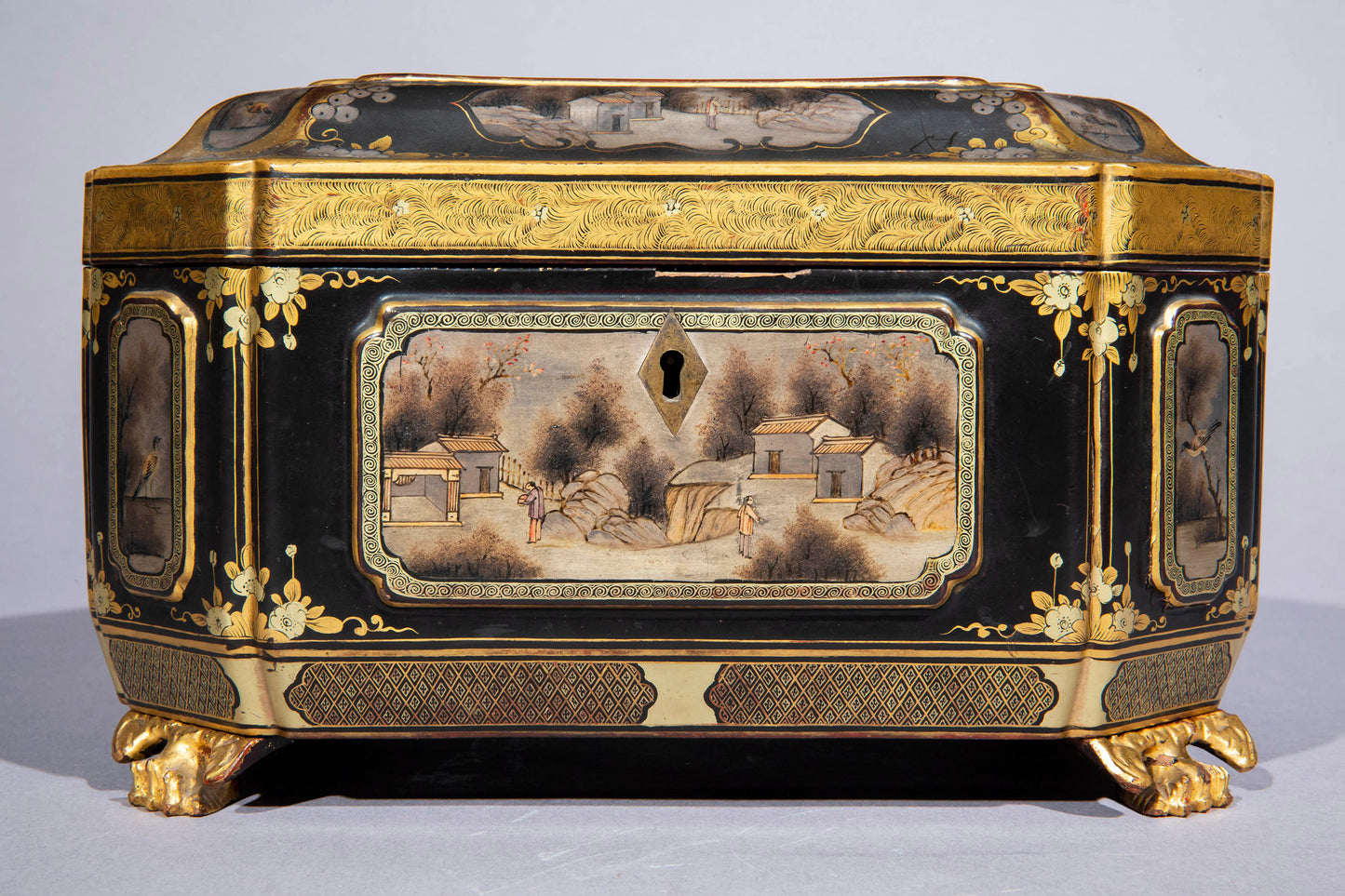 19th Century Chinese Export Lacquer Tea Caddy