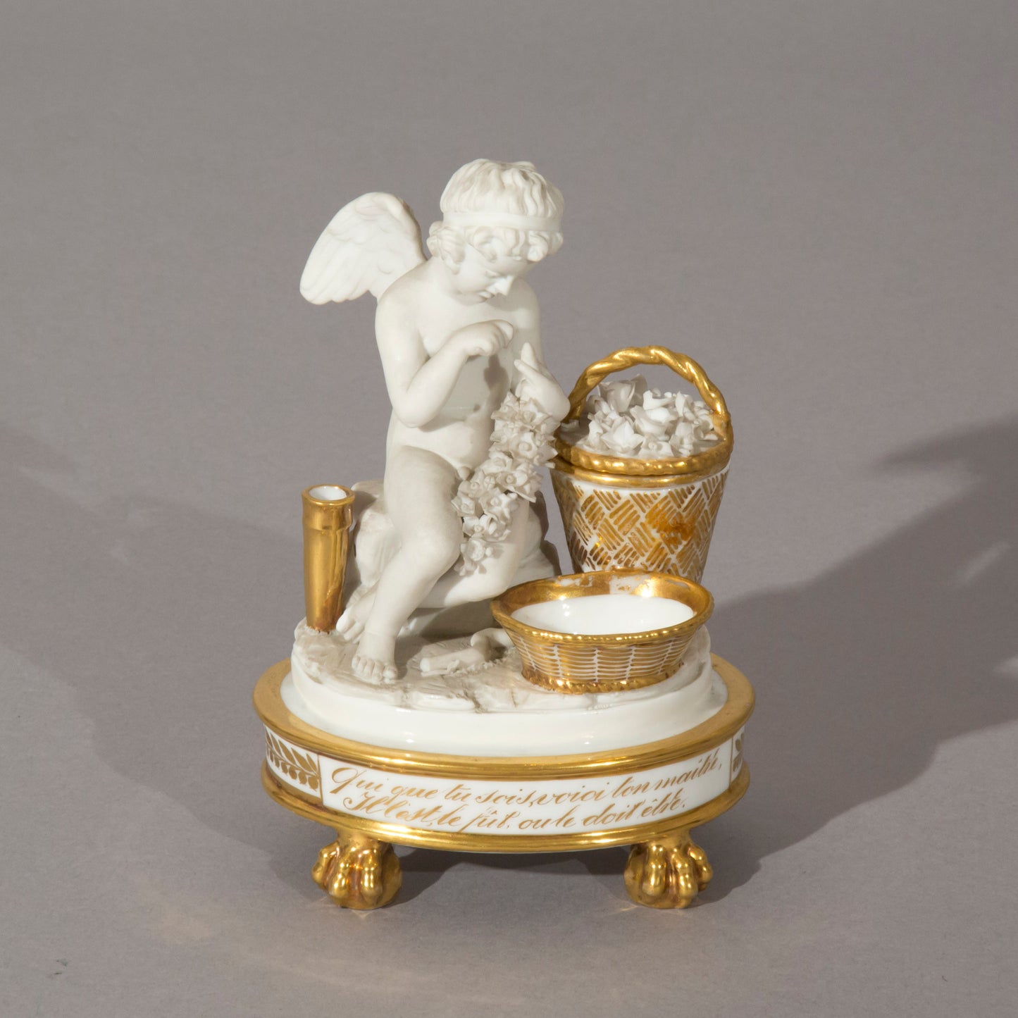 Antique Porcelain Cherub Figurine, French 19th Century