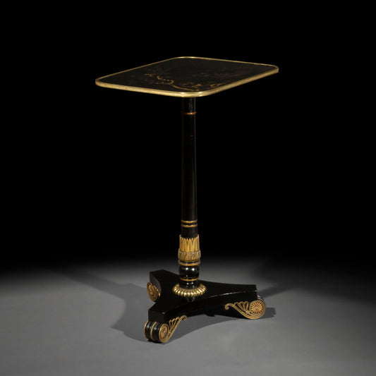 Regency Black Lacquer Chinoiserie Lamp Table