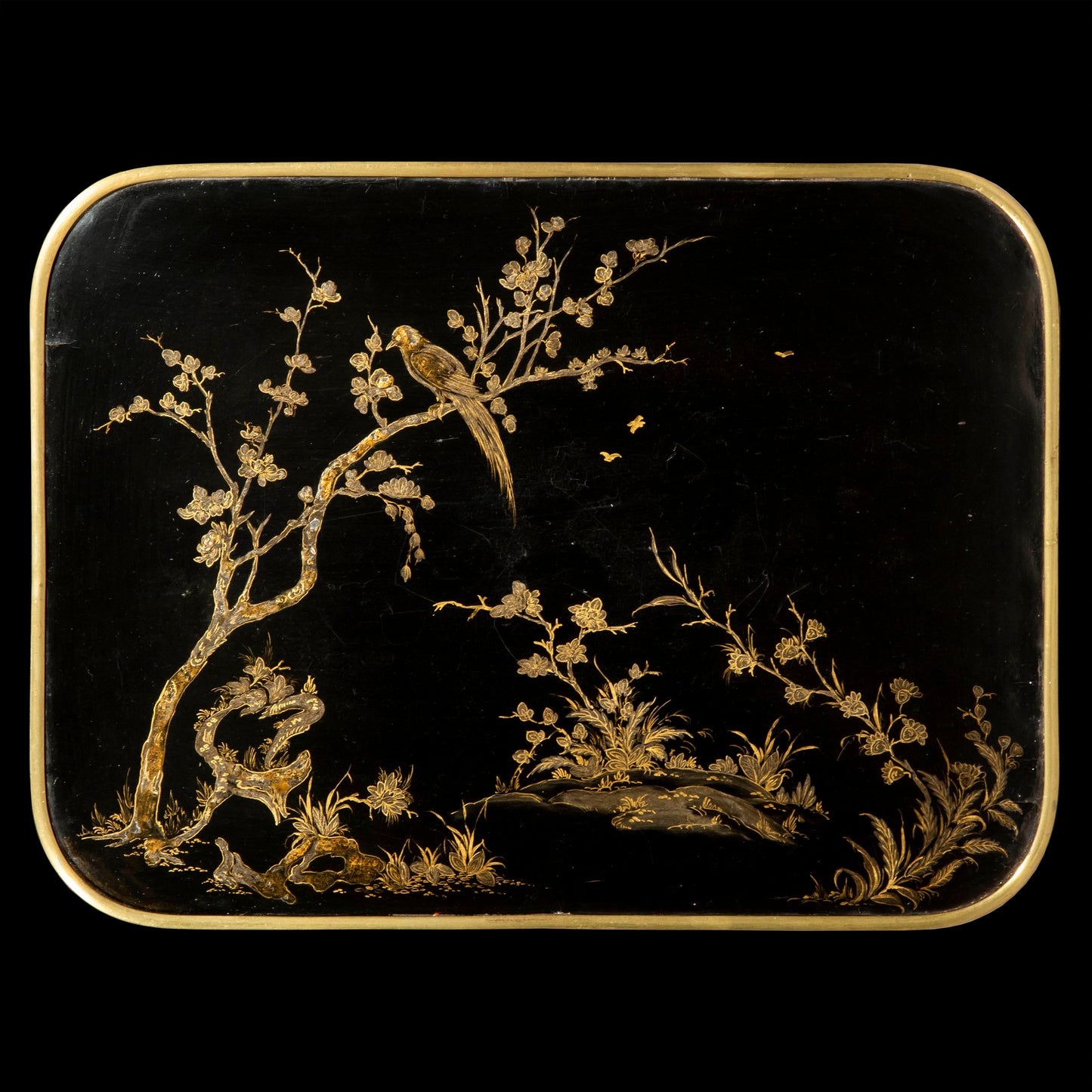 Regency Black Lacquer Chinoiserie Lamp Table