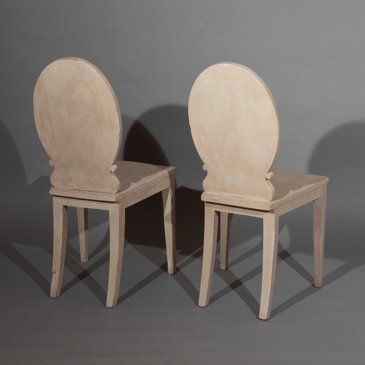 Pair of George III Painted Hall Chairs