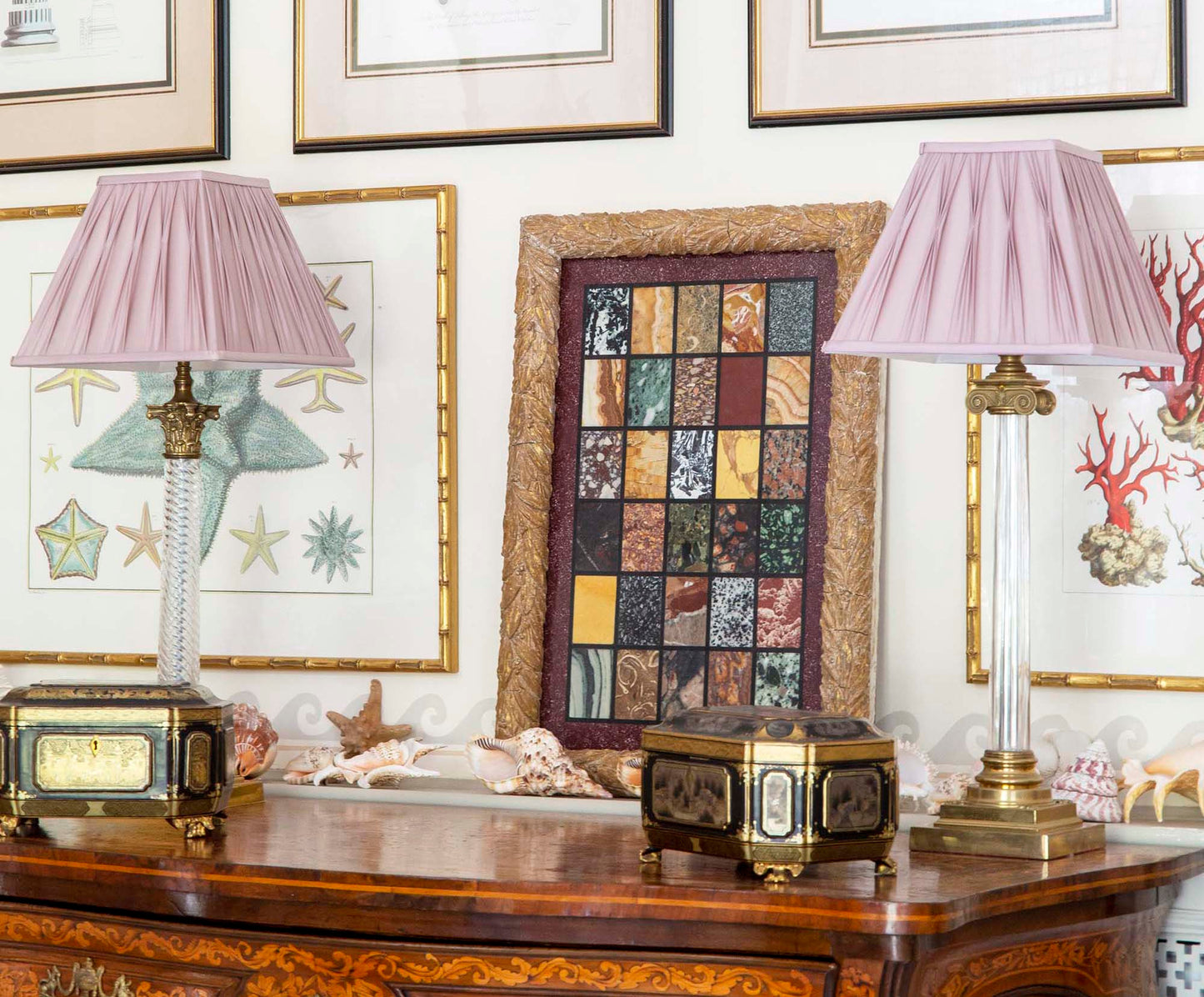 Ionic Column Brass and Glass Table Lamp
