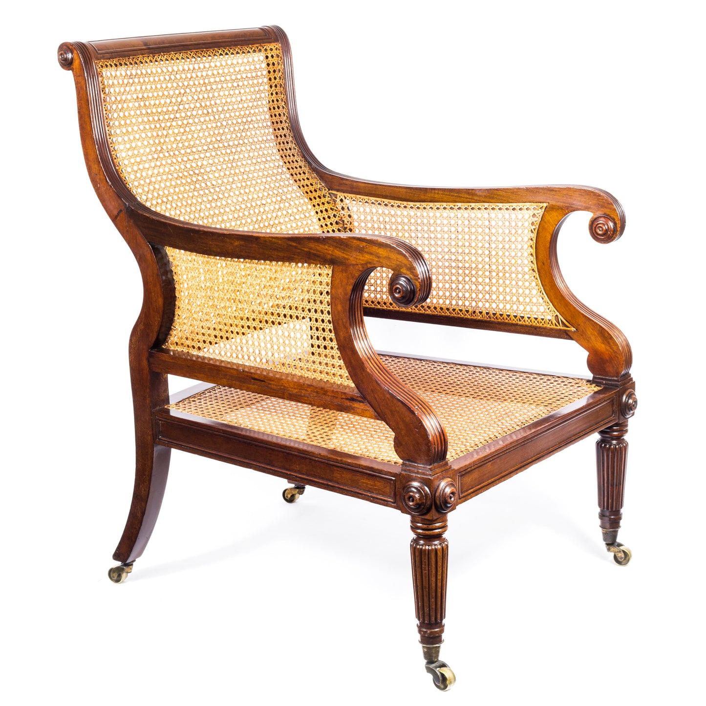 Fine Regency Mahogany Library Bergère Armchair Attributed to Gillows