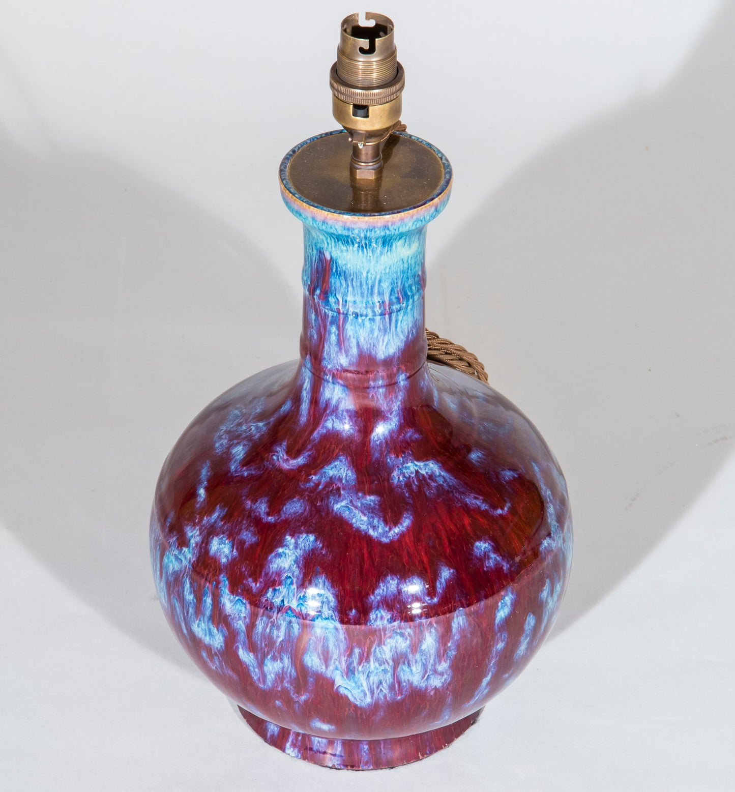 Chinese Export Flambe Glazed Vase Table Lamp