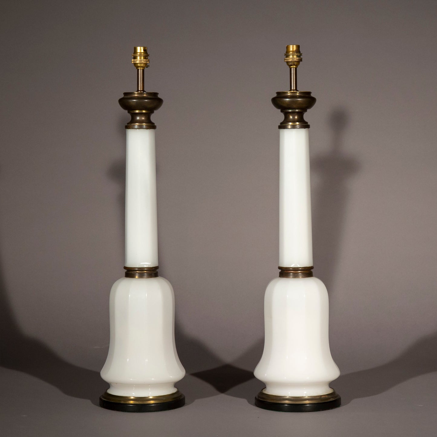 Pair of 19th Century Opaline Glass Lamps