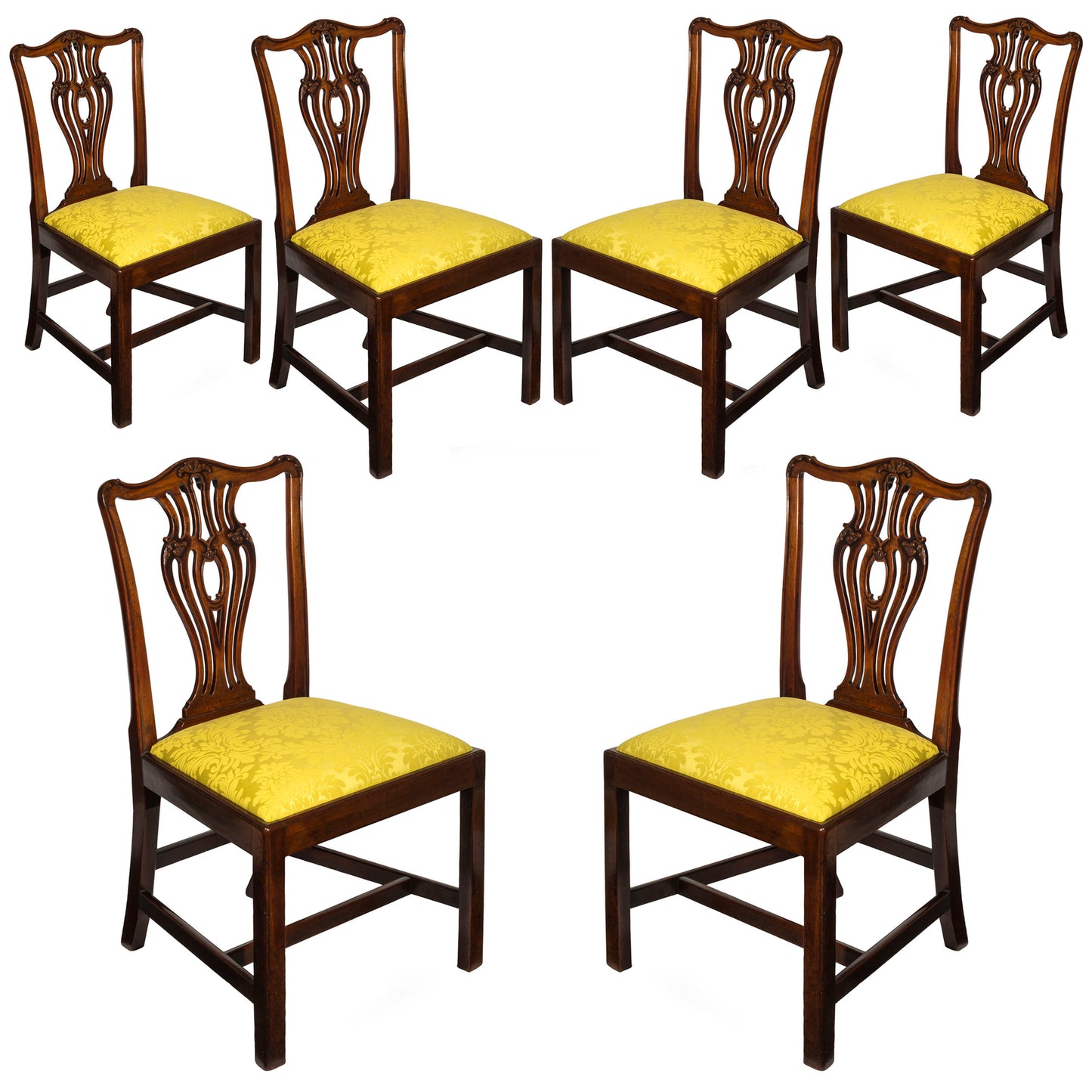Fine set of George III Mahogany Chippendale Dining Chairs