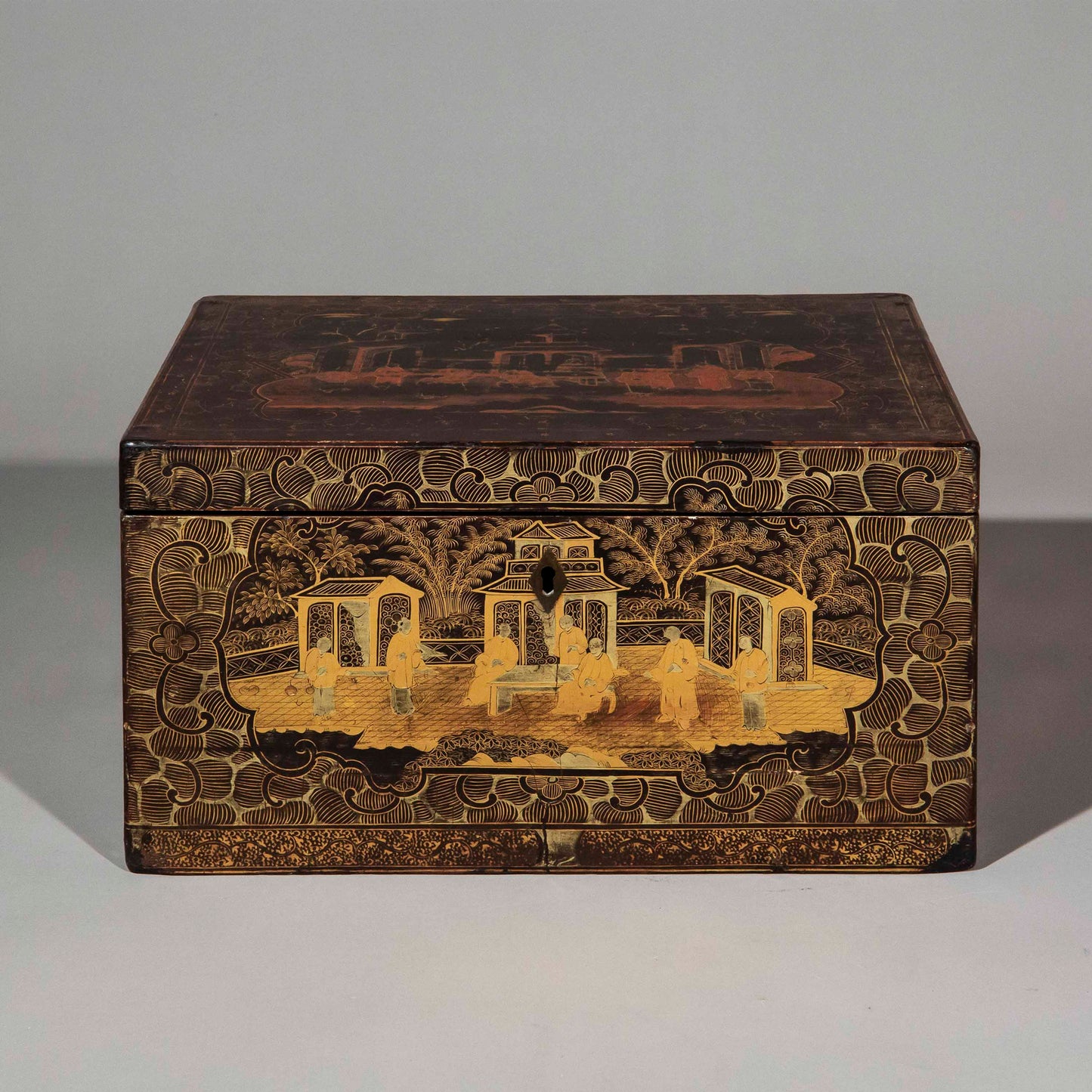 Large 19th Century Chinese Lacquer Box or Tea Chest