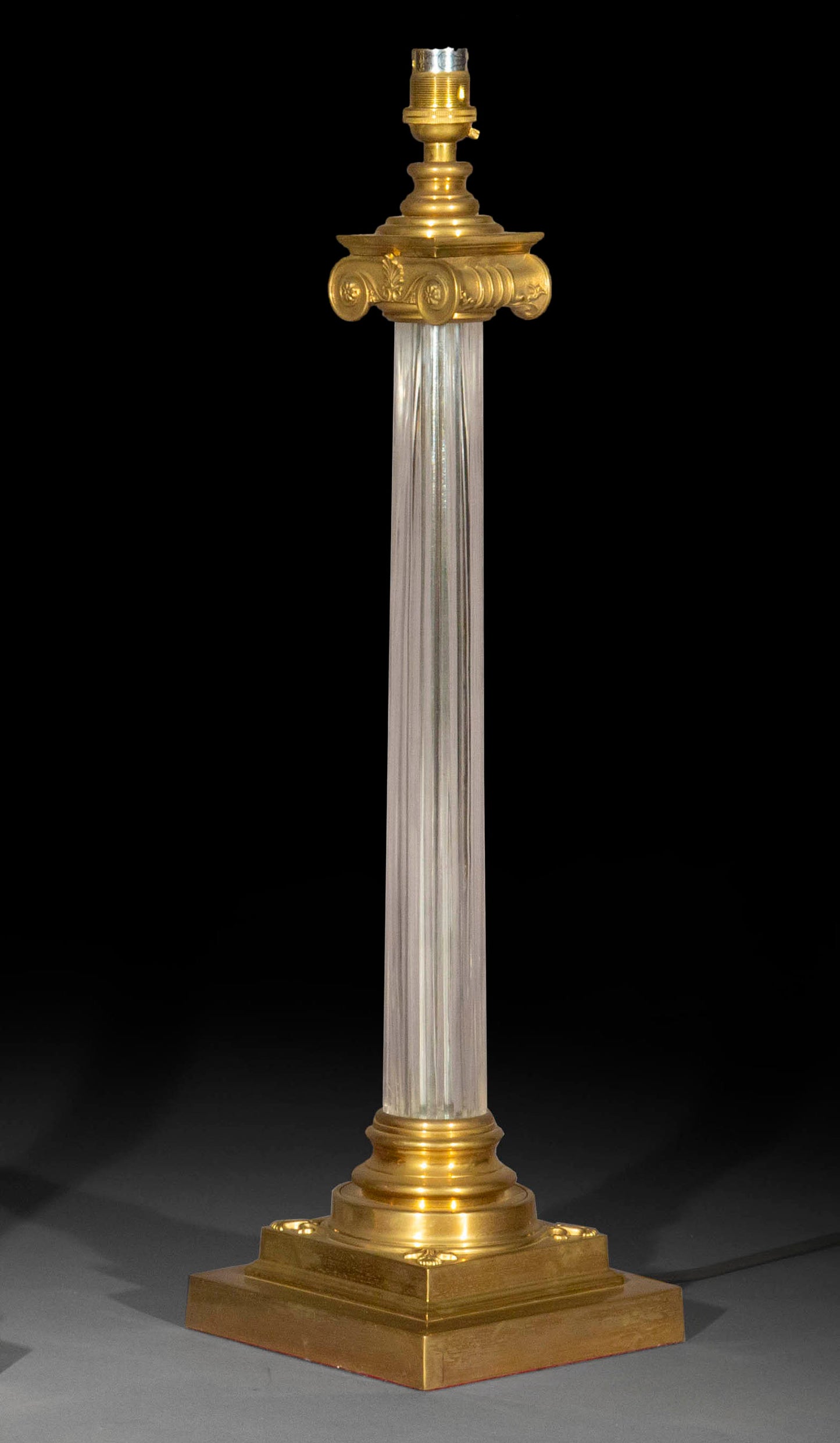 Ionic Column Brass and Glass Table Lamp