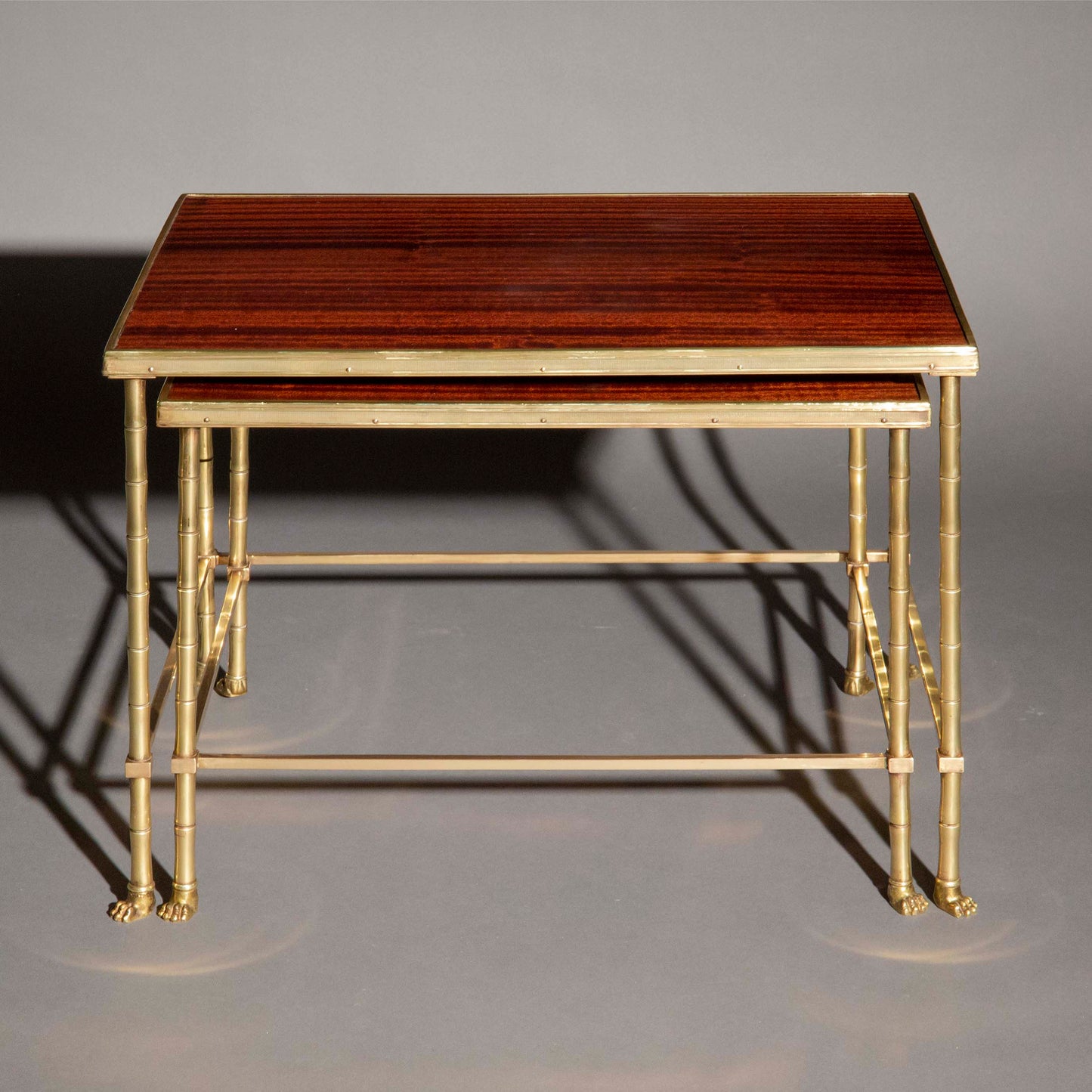 Pair of Midcentury Brass Low Tables in the style of Maison Baguès