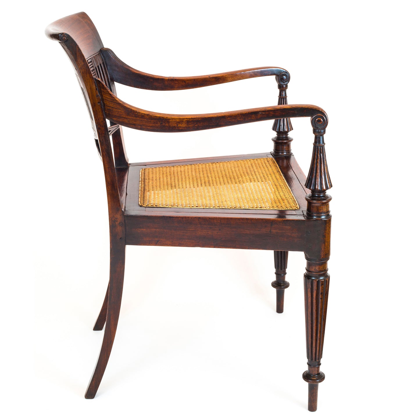 Regency Colonial Padouk Open Armchair, possibly Anglo-Chinese