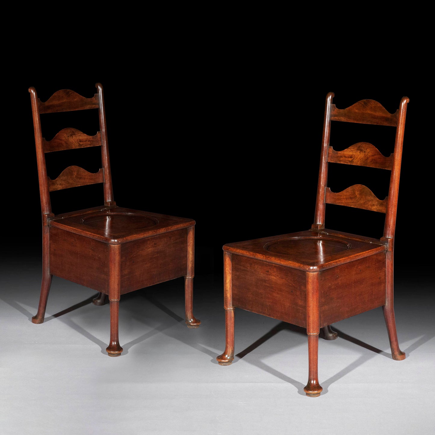 Pair of Early Georgian Walnut Hall Chairs