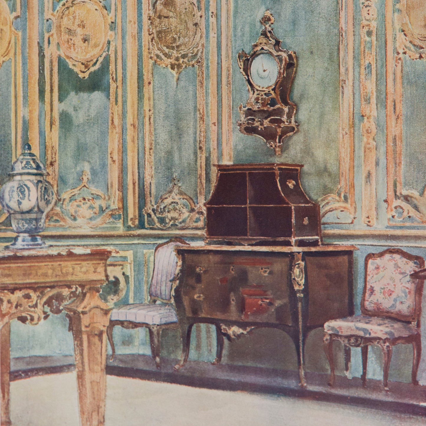 Six Antique French Interior Decor Prints