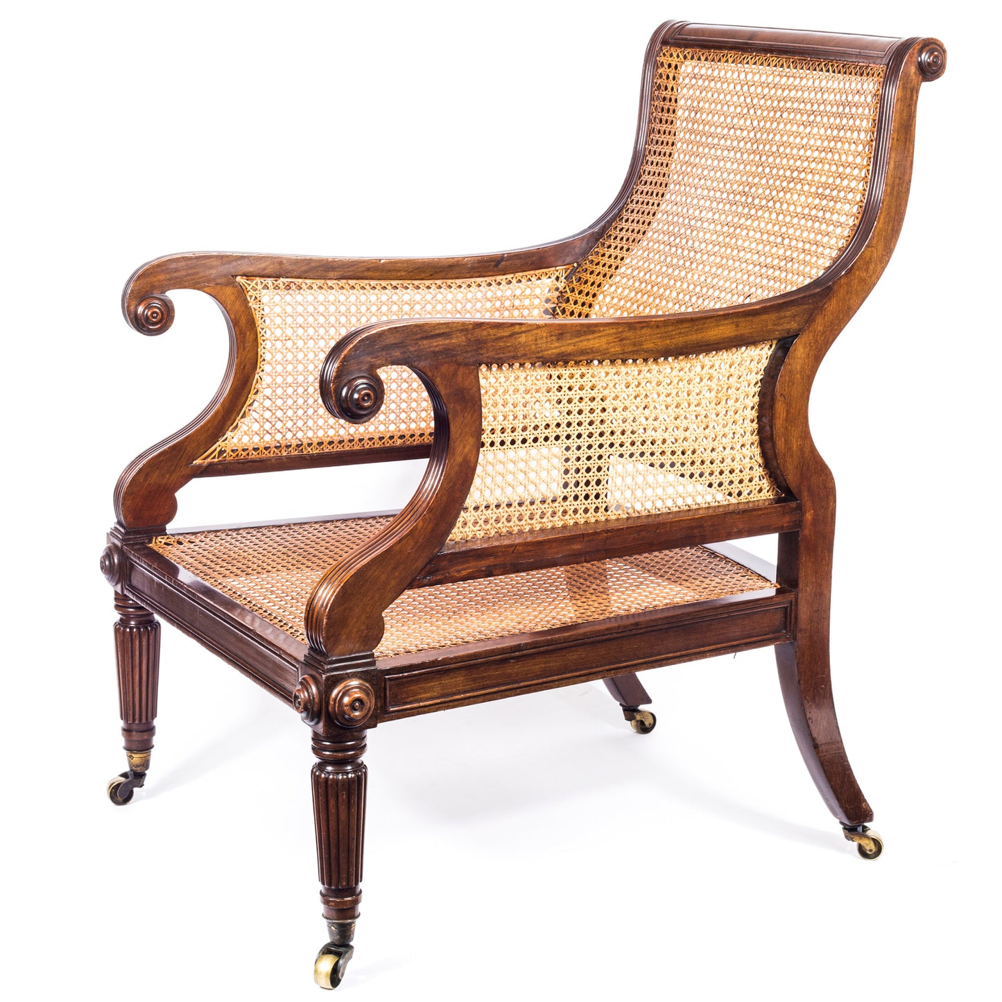 Fine Regency Mahogany Library Bergère Armchair Attributed to Gillows