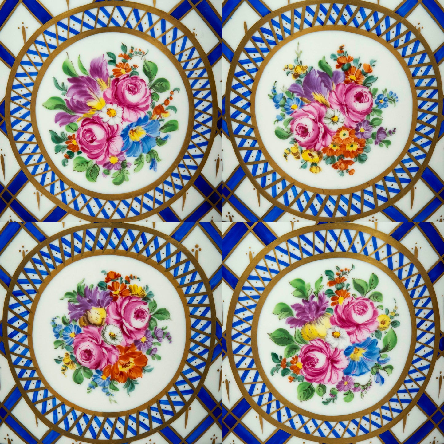 Pair of Neoclassical Hand-Painted Porcelain Vases or Urns