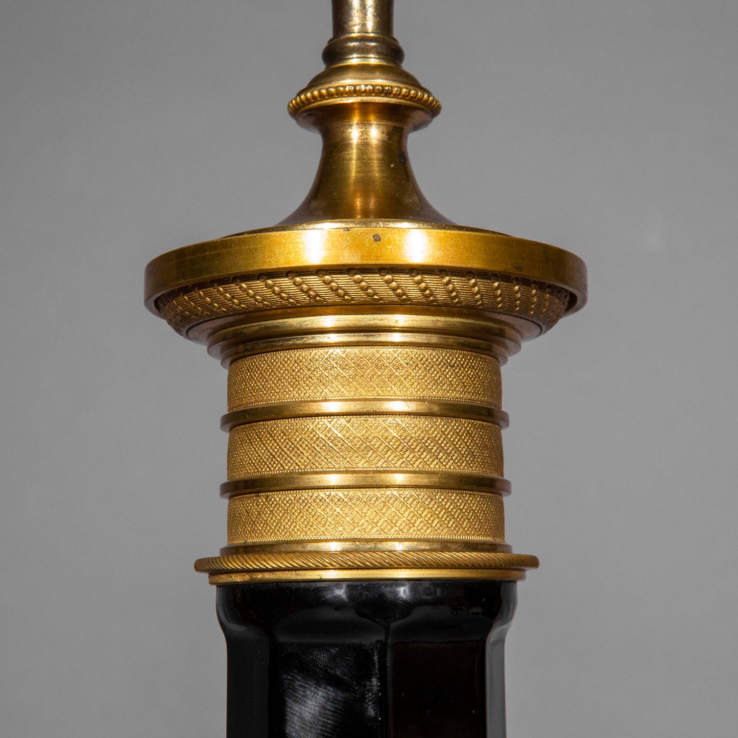 Tall 19th Century Black Glass Lamp