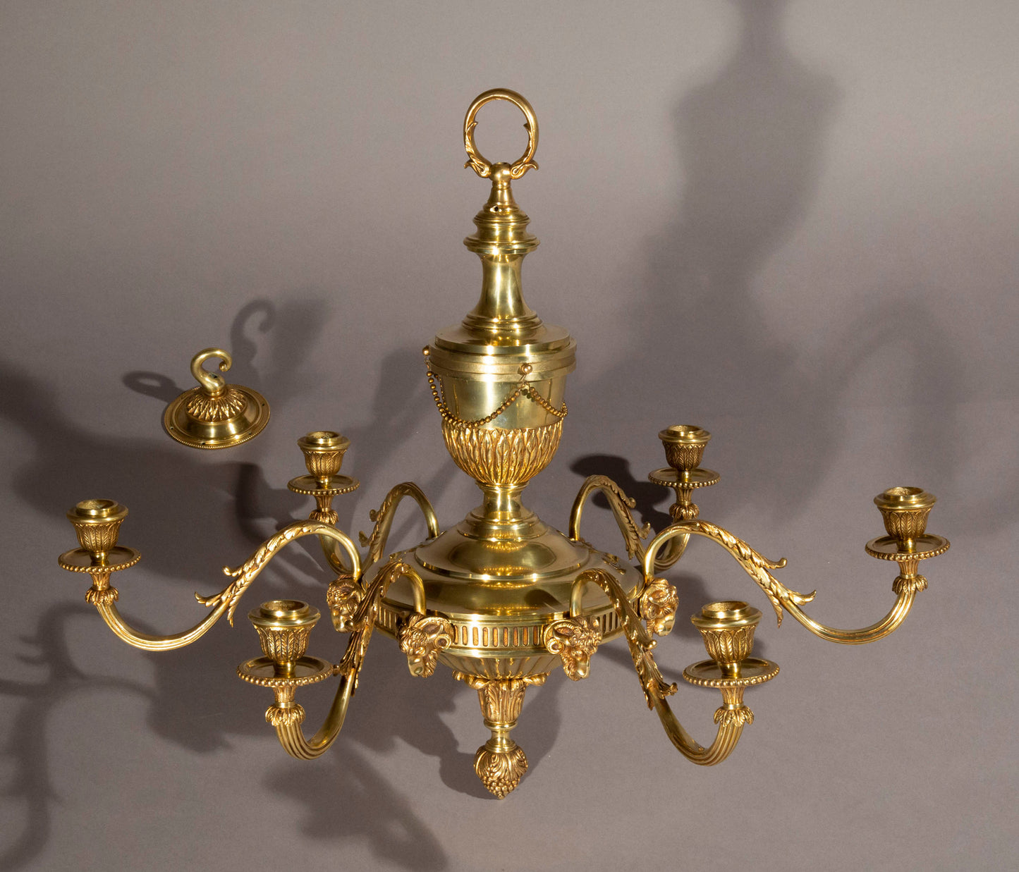 Pair of Robert Adam Style Bronze Chandeliers