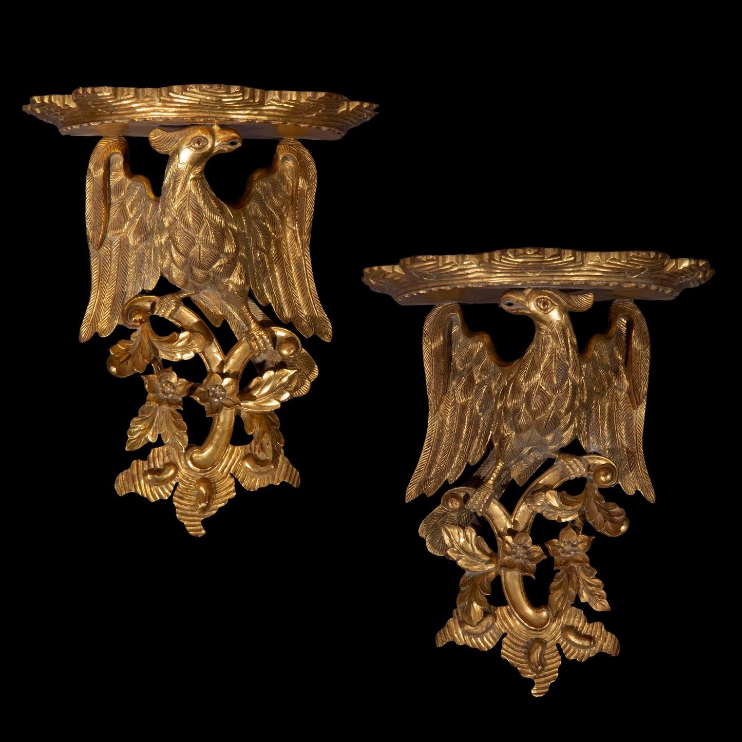 Pair of Chinoiserie Giltwood Wall Brackets