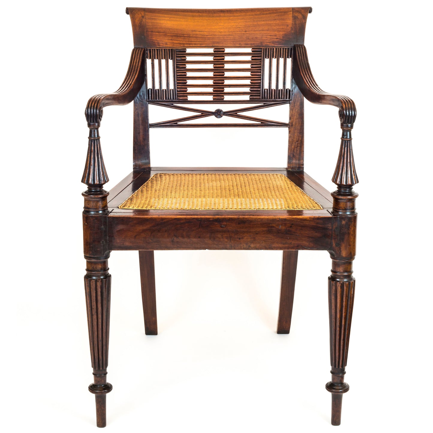 Regency Colonial Padouk Open Armchair, possibly Anglo-Chinese