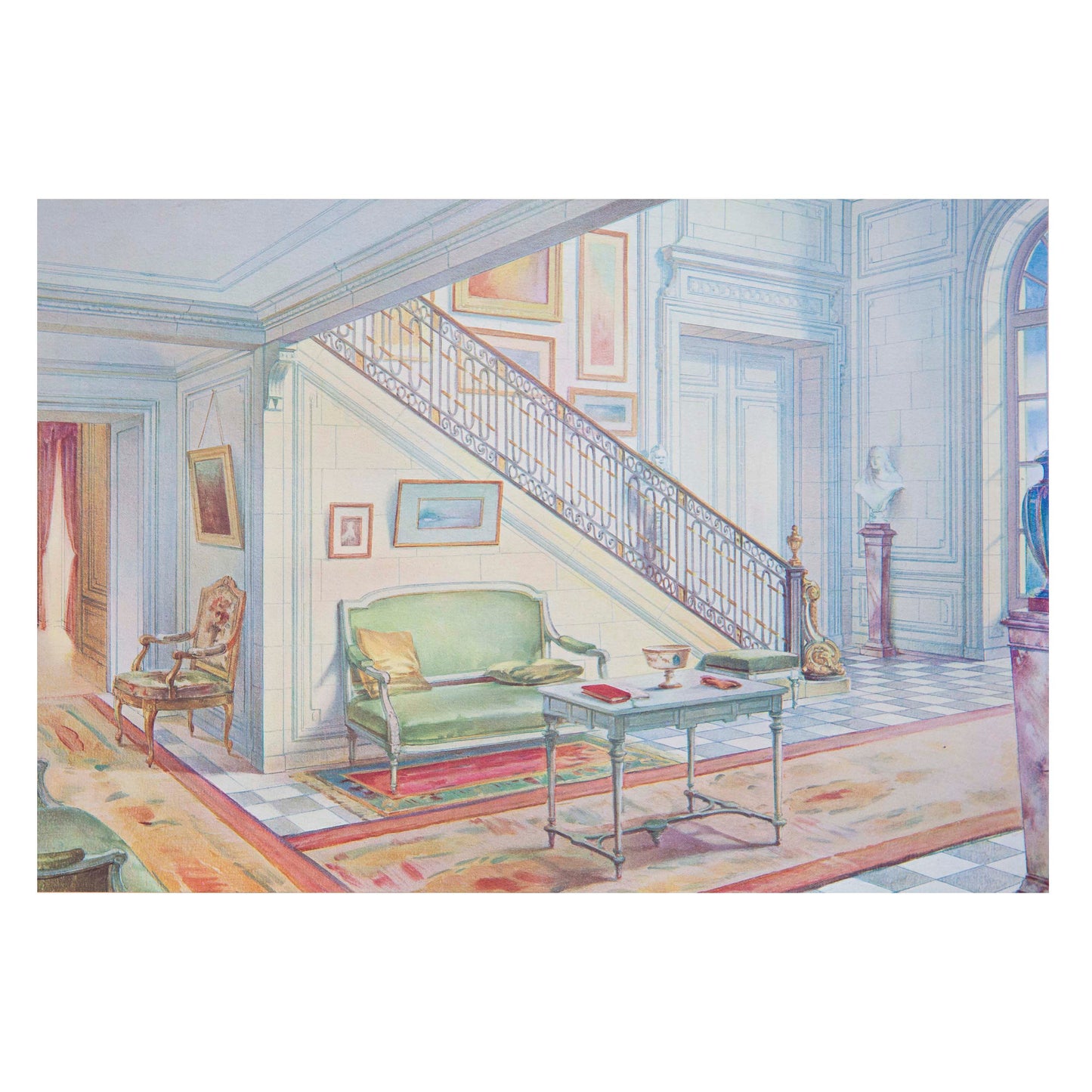 Set of Eight Antique French Interior Decor Prints