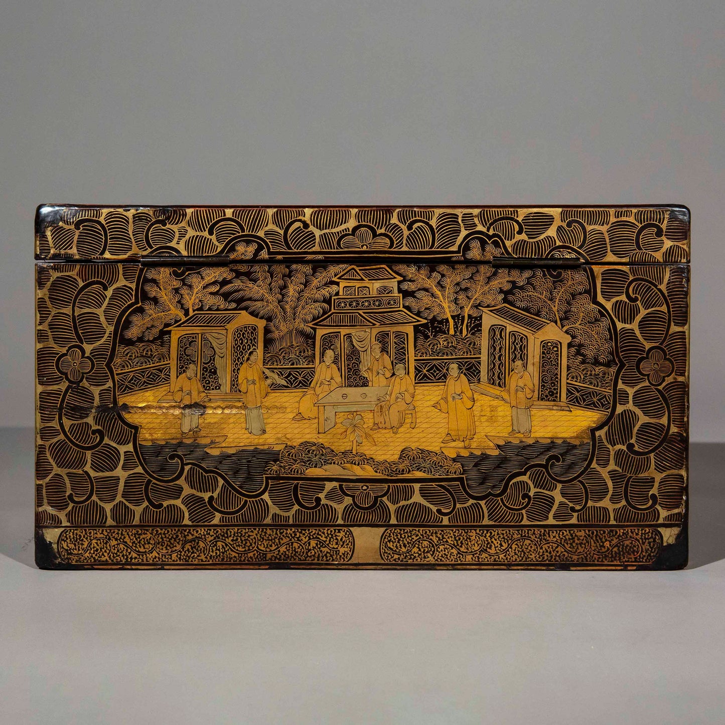 Large 19th Century Chinese Lacquer Box or Tea Chest
