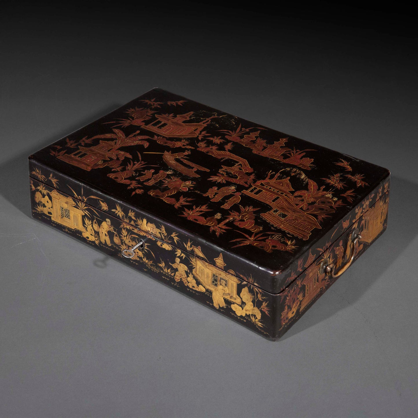 Large 19th Century Chinoiserie Lacquer Box
