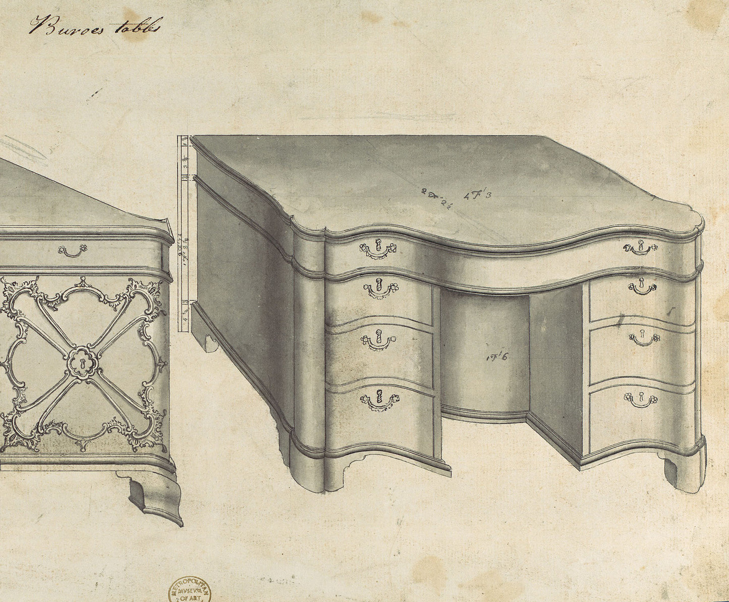 George III Serpentine Kneehole Desk or Chest of Drawers