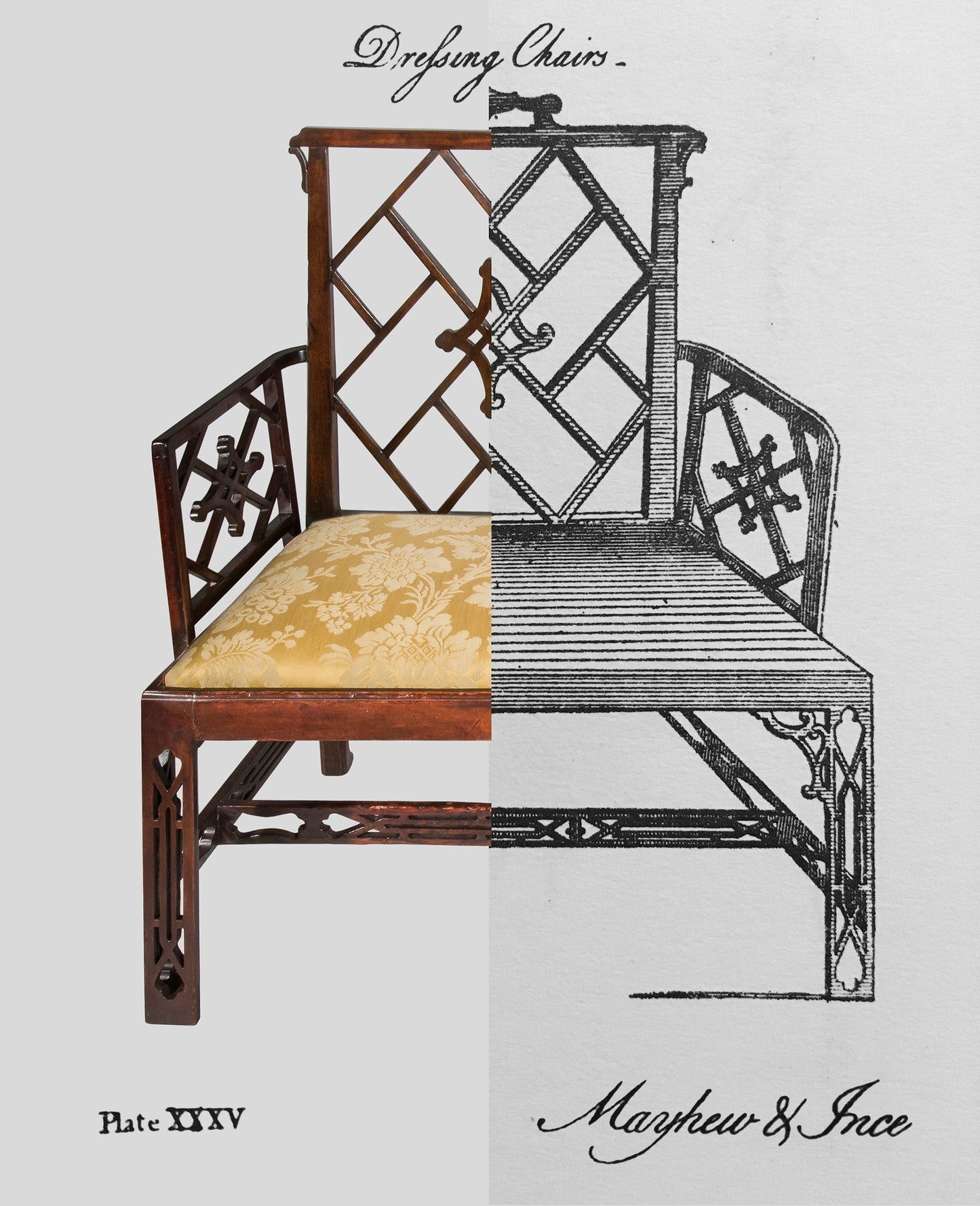 Pair of George III Chinoiserie Armchairs, to a design by Mayhew & Ince