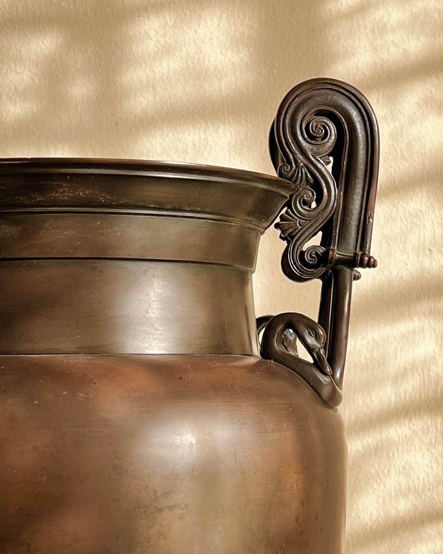 Fine Pair of 19th Century Grand Tour Bronze Volute Krater Vases