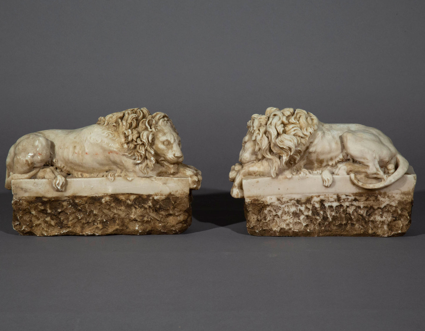 Pair of Canova Lions Sculptures