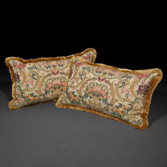 Pair of Antique Silk Brocade Cushions