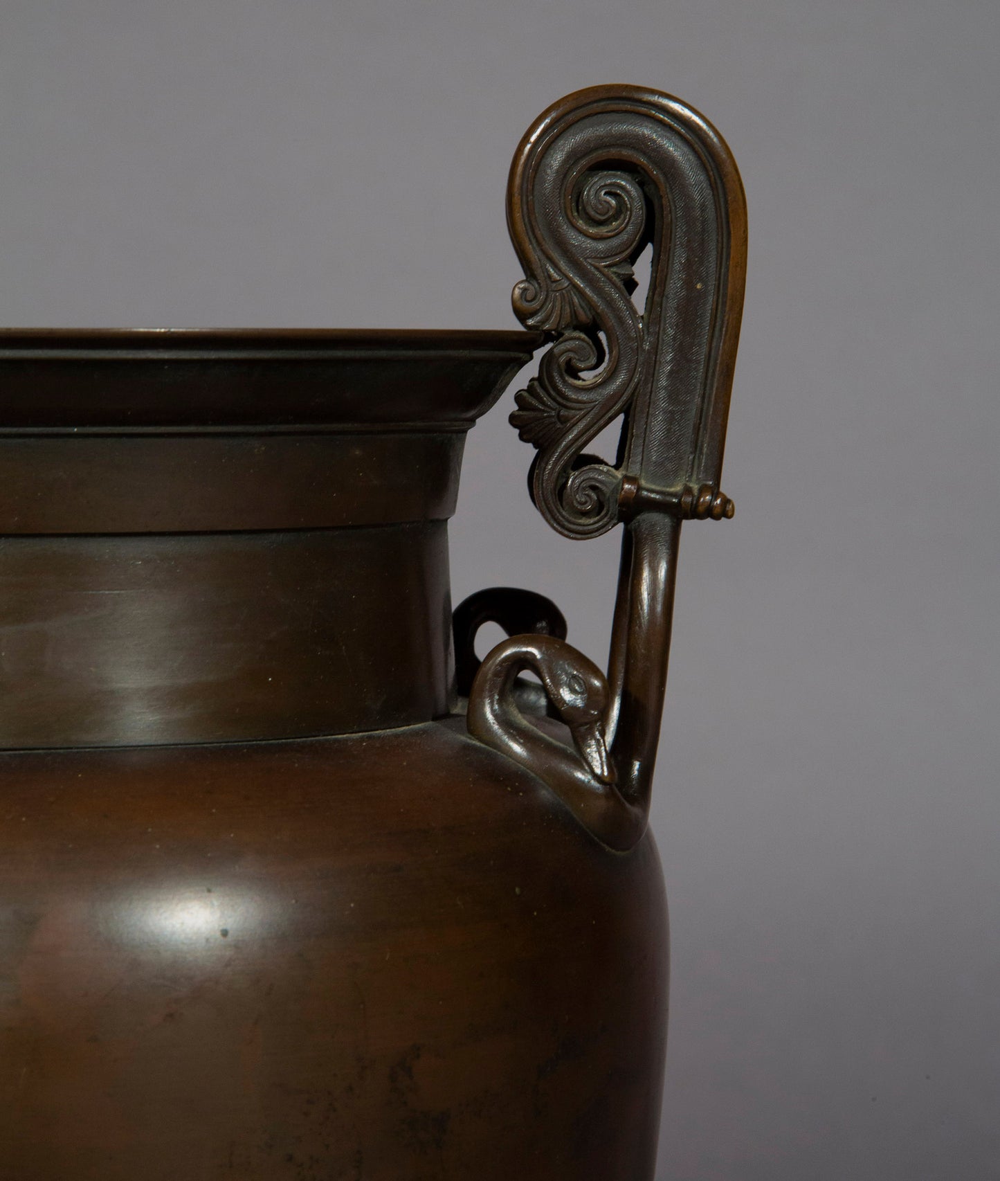 Fine Pair of 19th Century Grand Tour Bronze Volute Krater Vases
